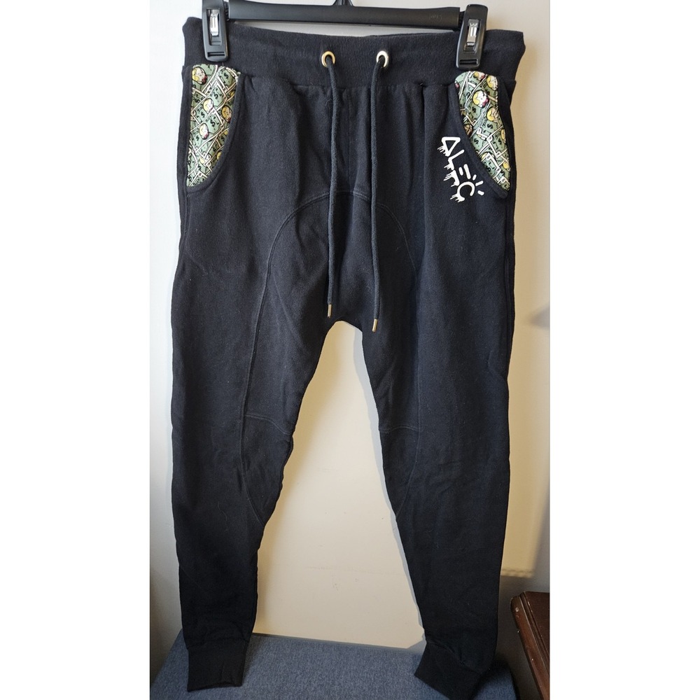 Forever 21xAlec Monopoly Jogger Sweatpants Streetwear Sz S Graphic Black Unisex